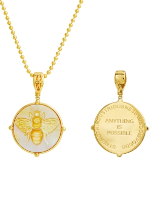 18K Gld Vermeil bee MOP pend