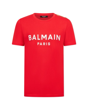 Balmain Paris Print 3 Button T-Shirt