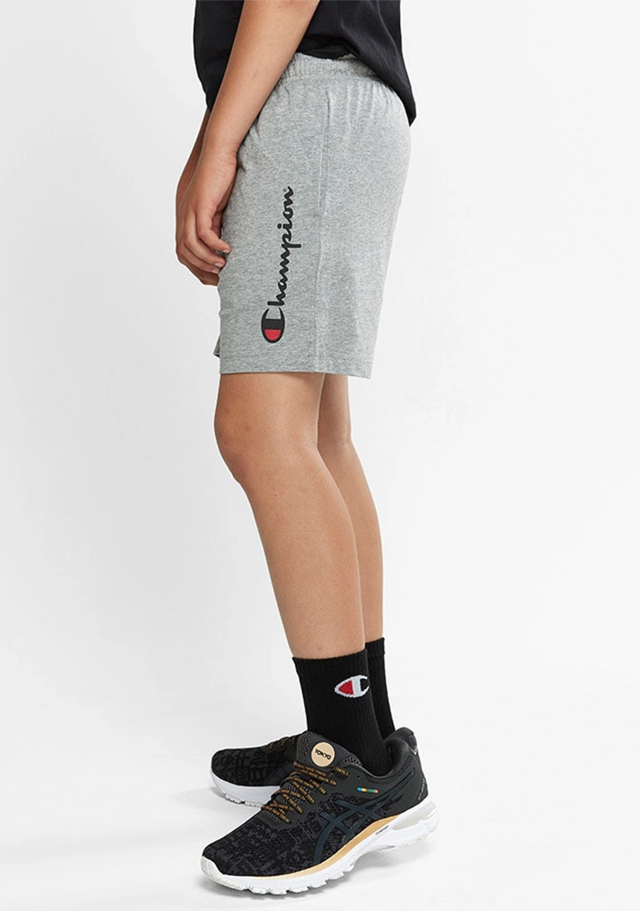 Champion Junior Script Jersey Shorts Grey