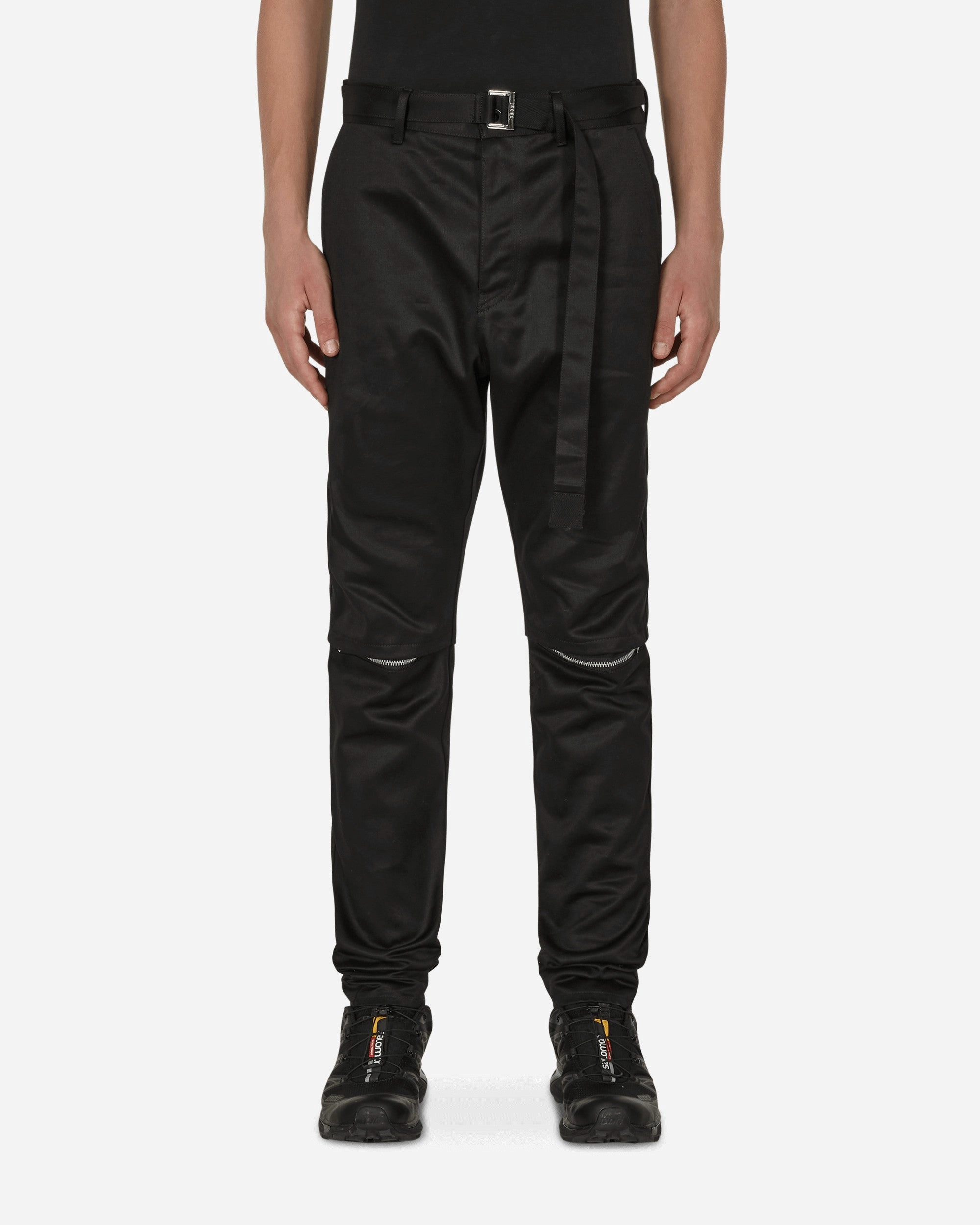 Cotton Chino Knee Zip Pants Black