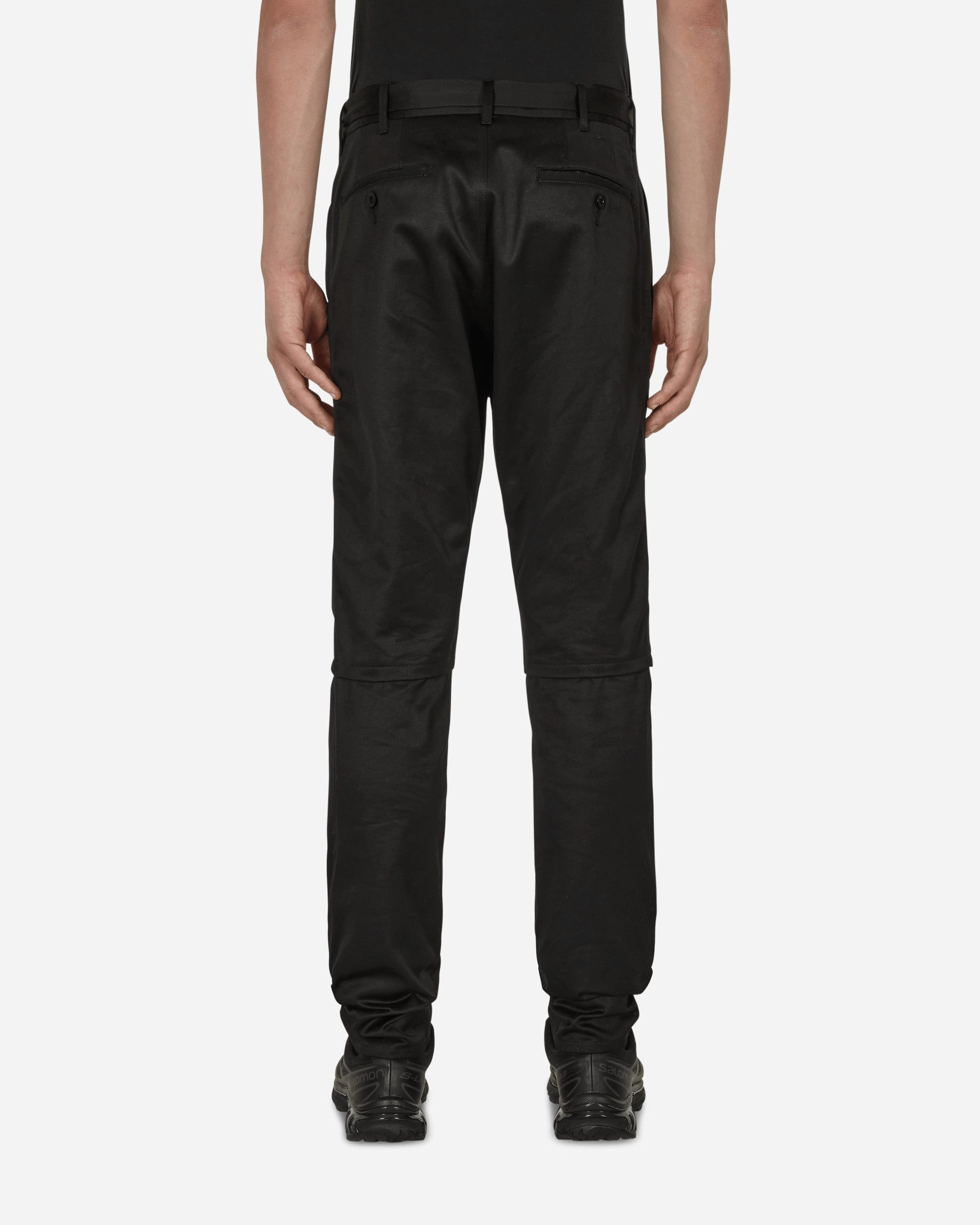 Cotton Chino Knee Zip Pants Black