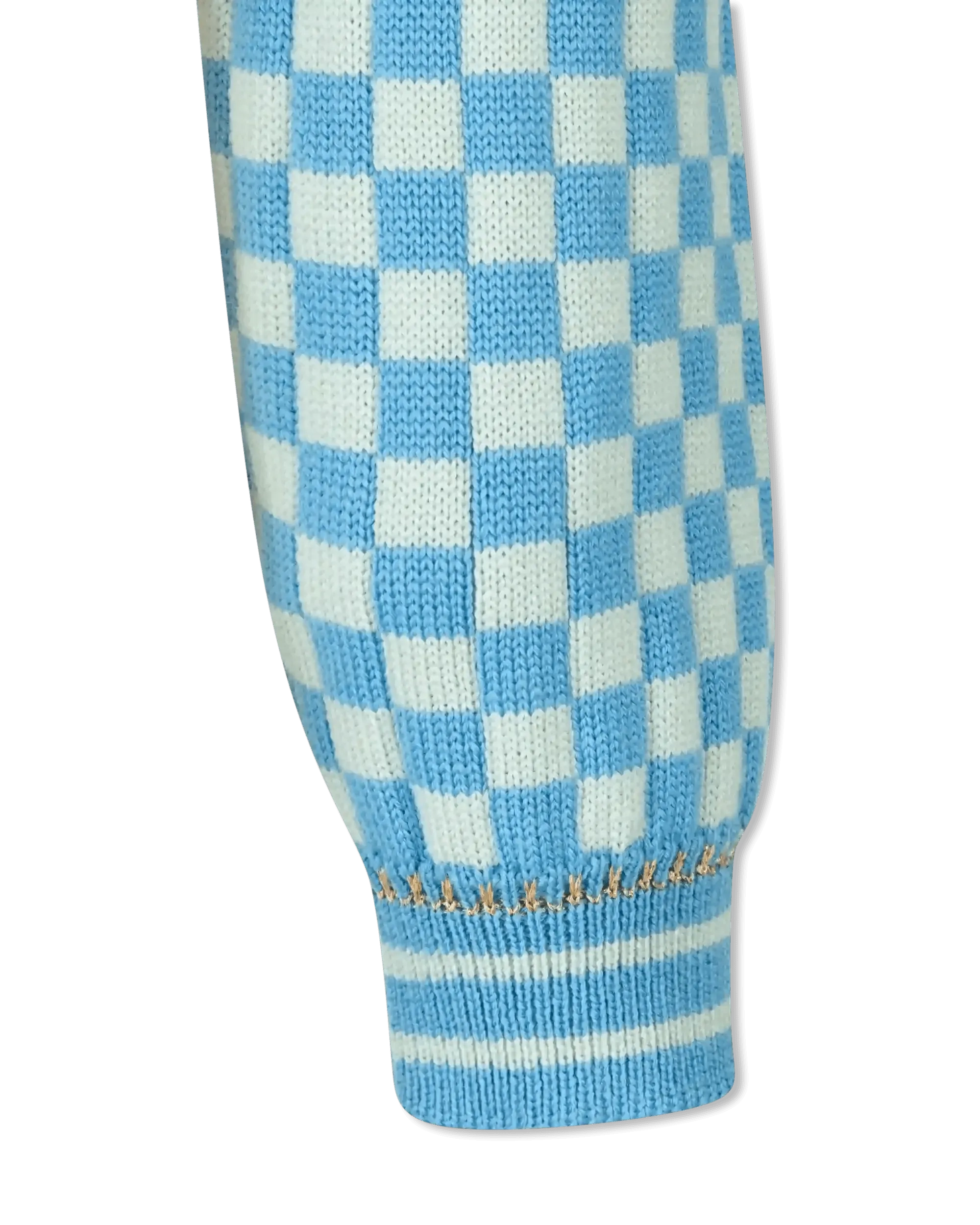 Cropped Heritage Checkboard Knit Cardigan