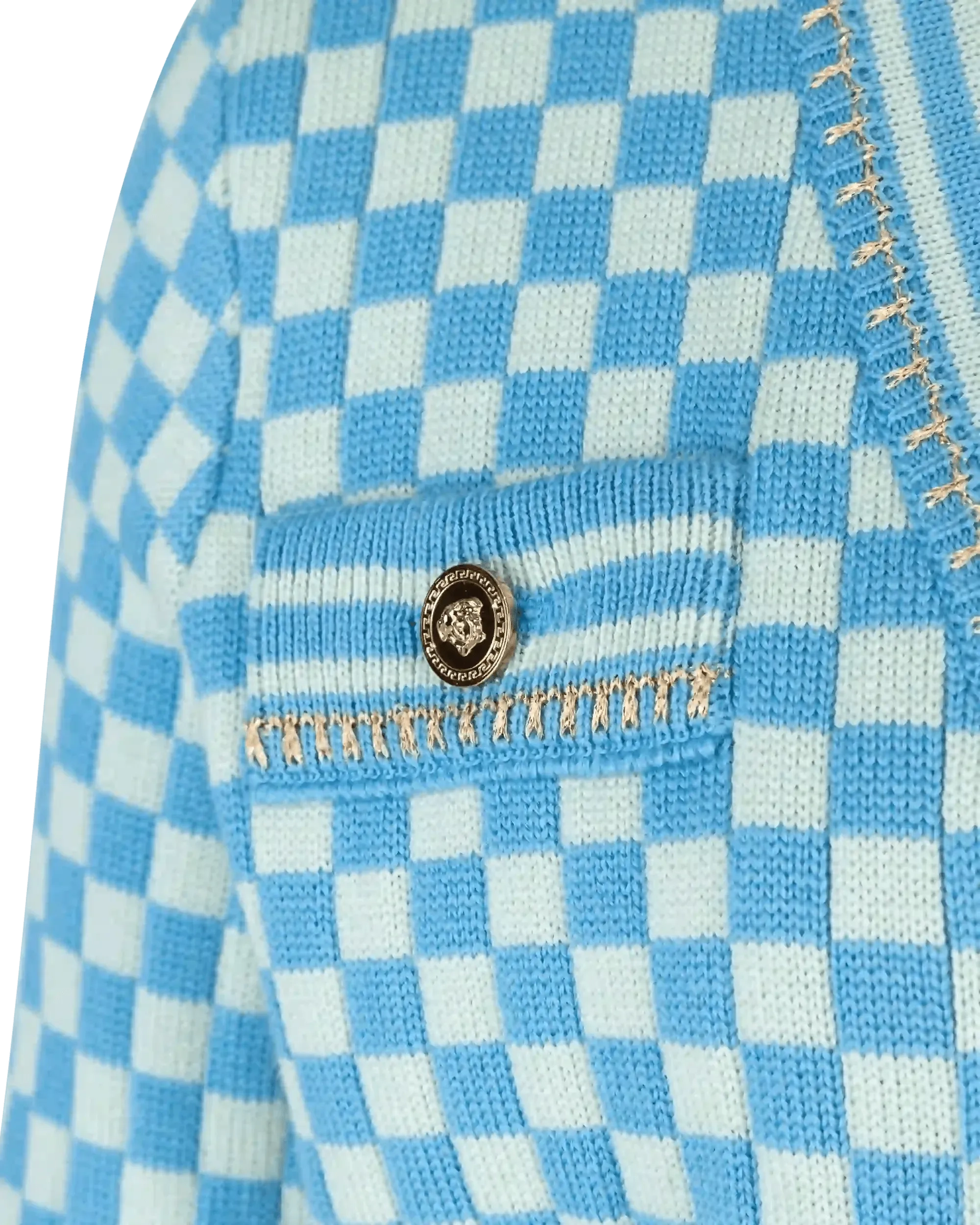 Cropped Heritage Checkboard Knit Cardigan