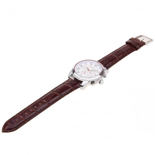 Curren Men's Chronograph with Leather Band (White 4.5cm Dial) - Roman - CUR080