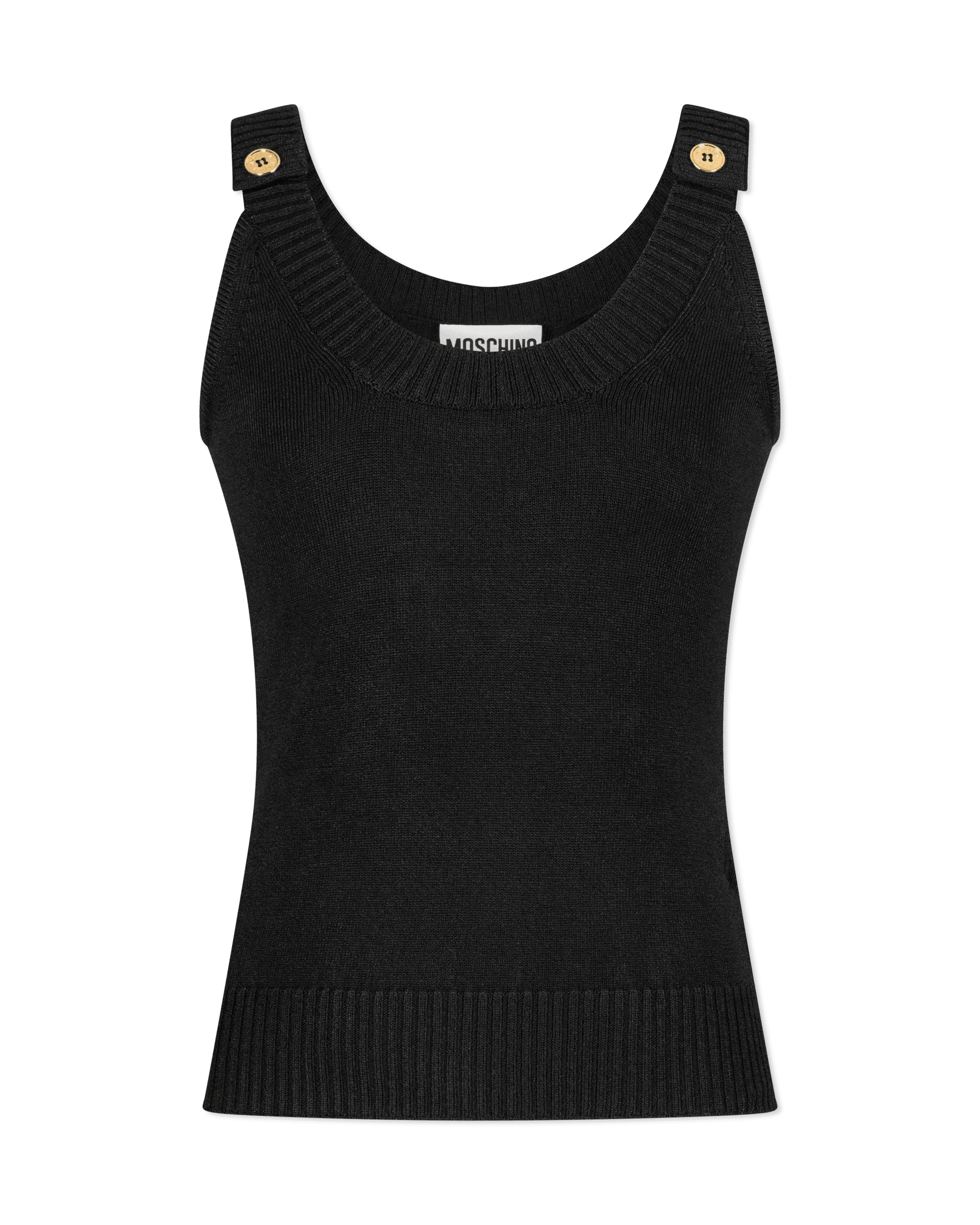 Decorative Button Ribbed Tank-Top
