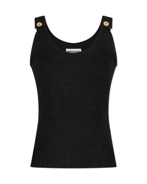 Decorative Button Ribbed Tank-Top