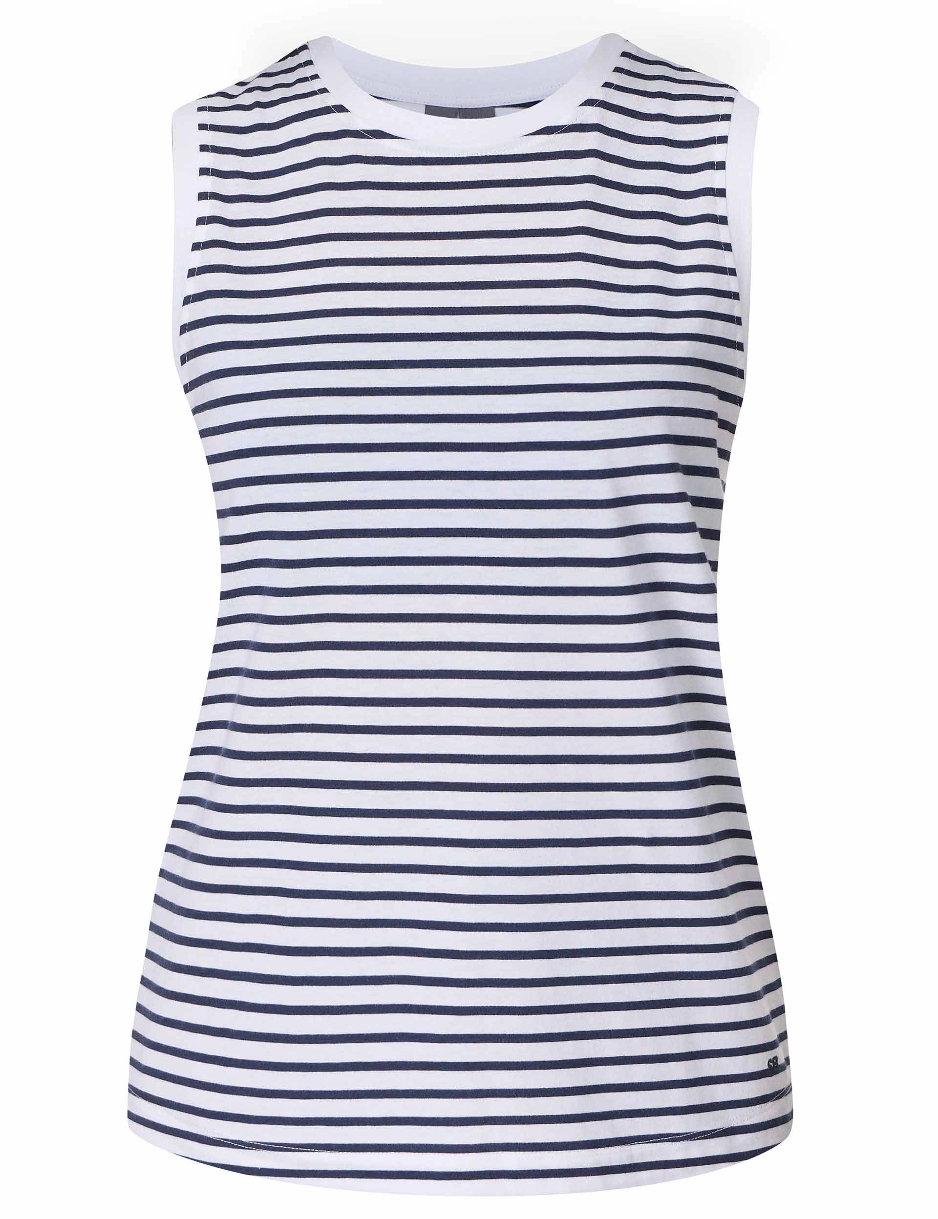 Essential Sleeveless Vest - White Navy Stripe