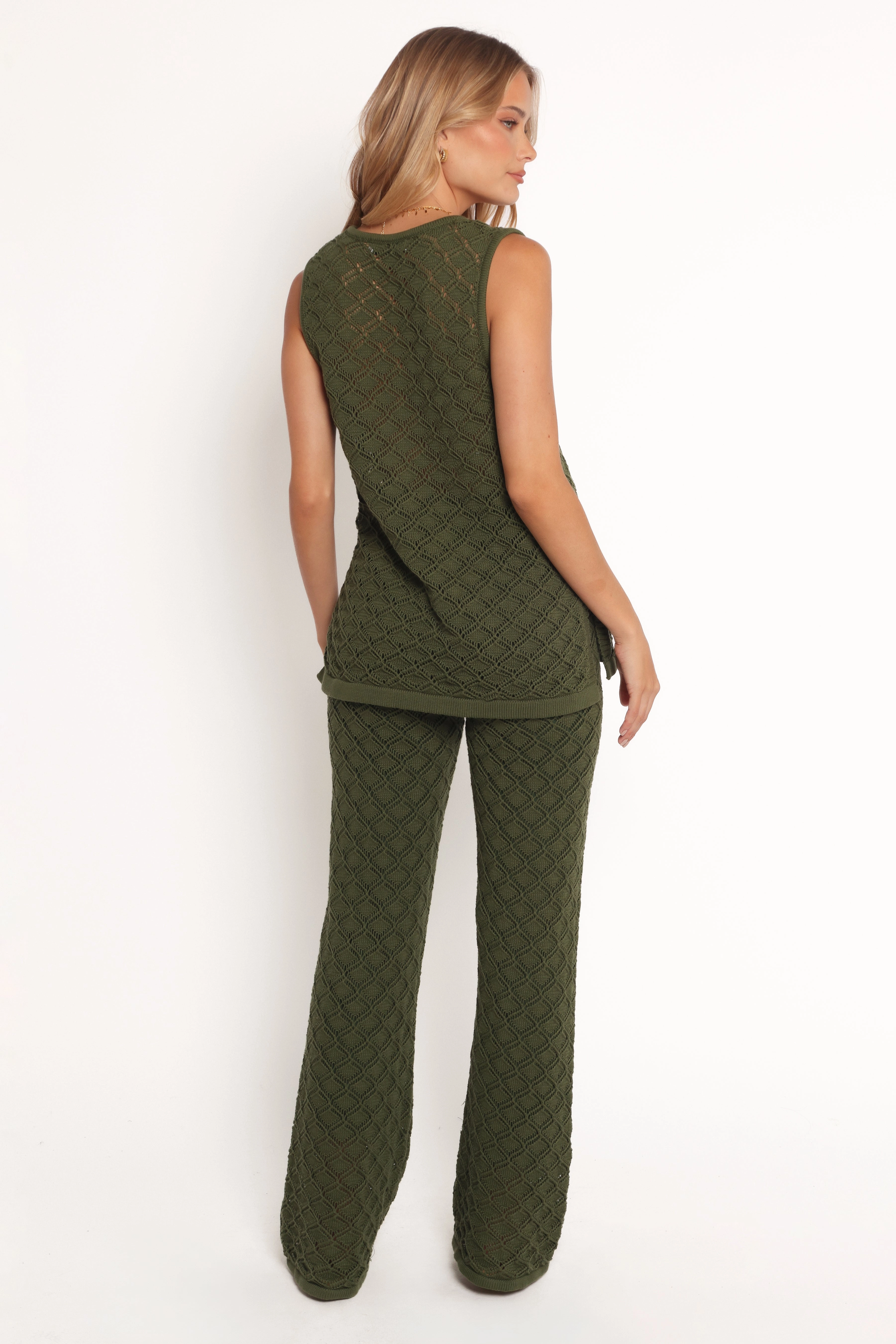 Fefe Textured Knit Pants - Olive