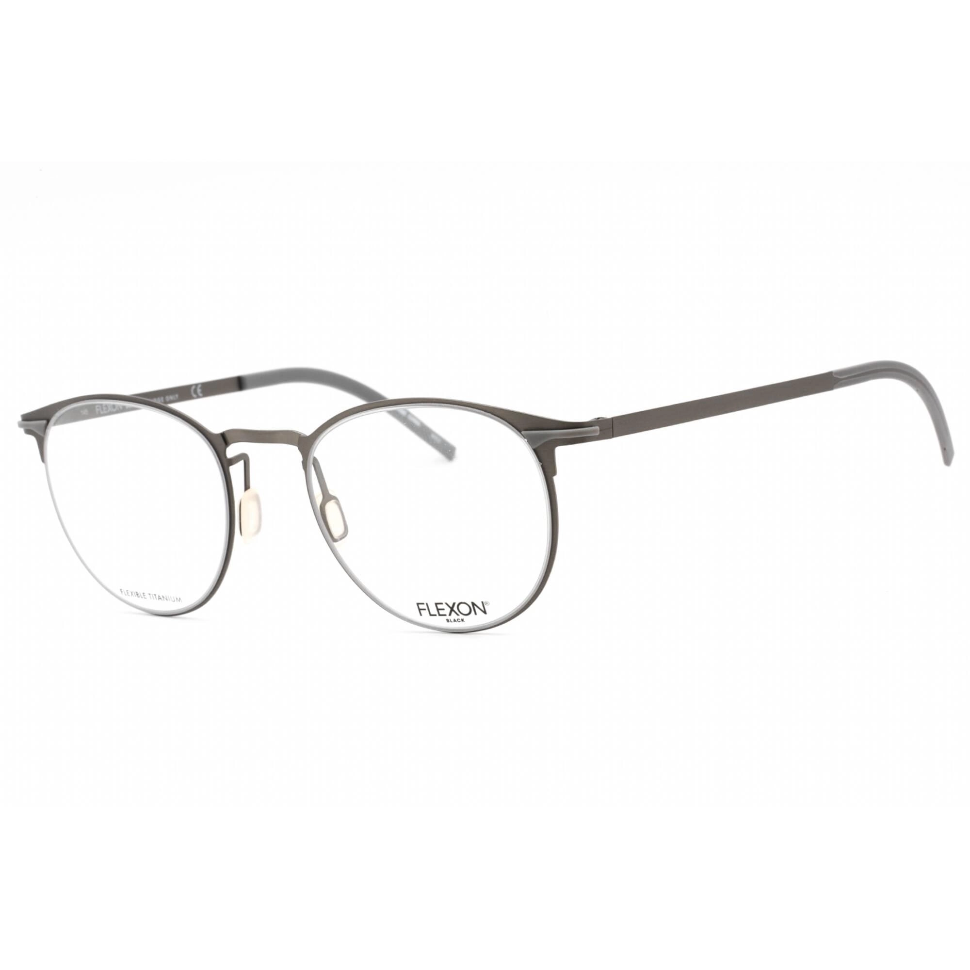 Flexon Men's Eyeglasses - Gunmetal Full Rim Round Frame Clear Lens | FLEXON B2000 033