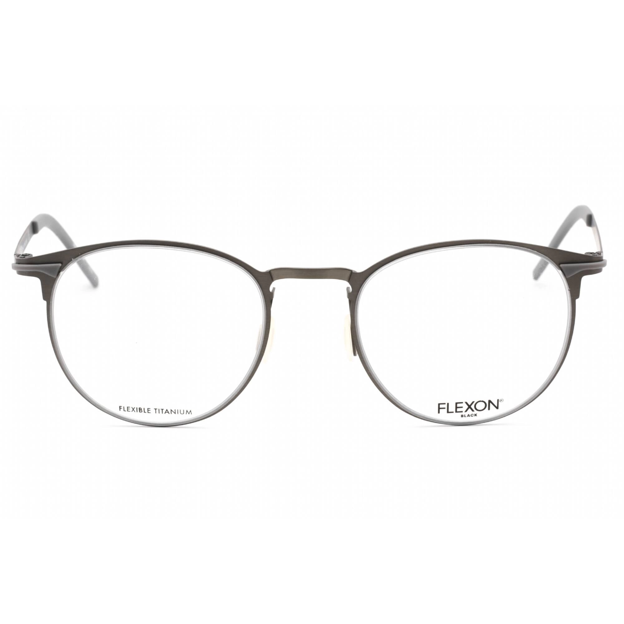 Flexon Men's Eyeglasses - Gunmetal Full Rim Round Frame Clear Lens | FLEXON B2000 033