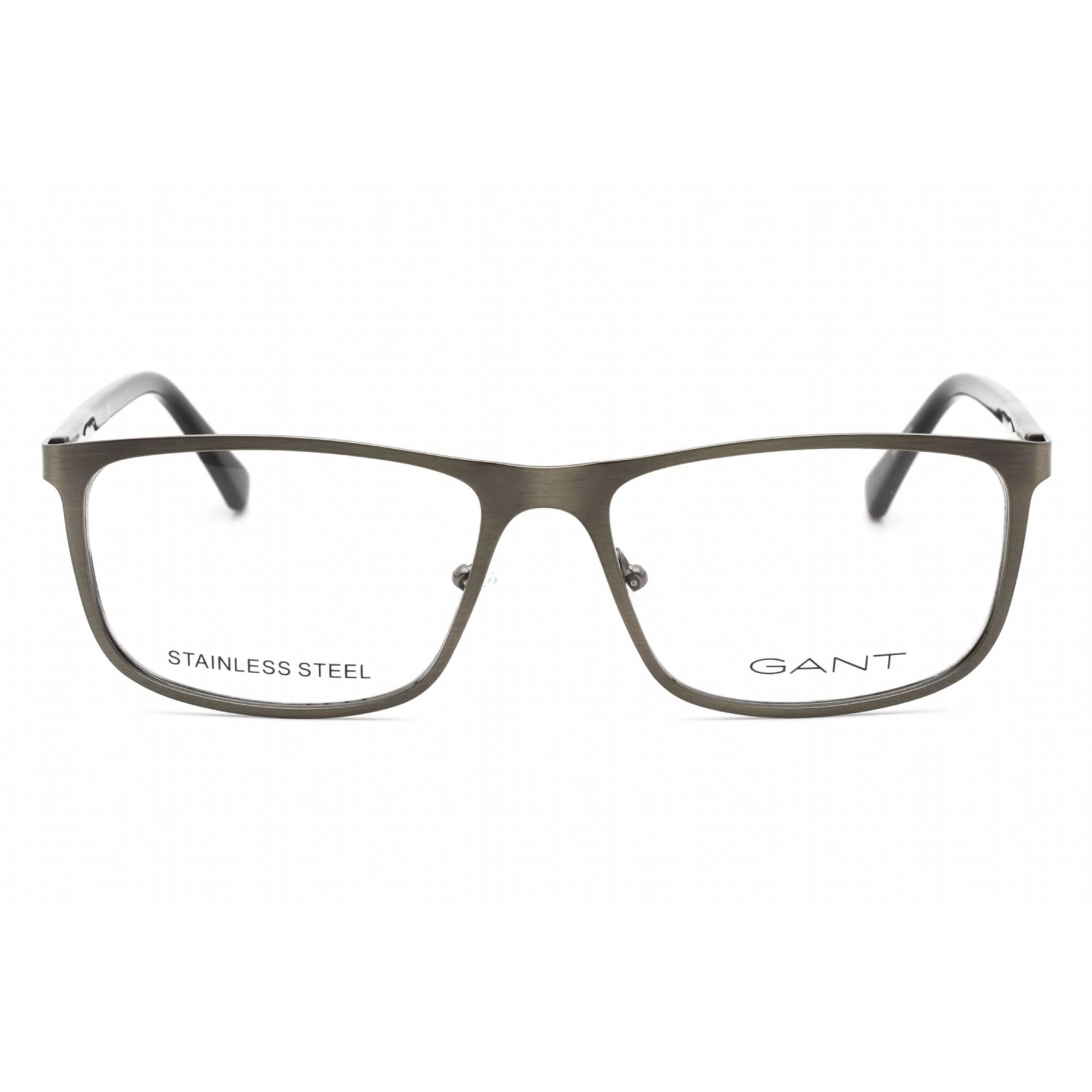 Gant Men's Eyeglasses - Shiny Gunmetal Metal Full Rim Rectangular Frame | GA3280 008