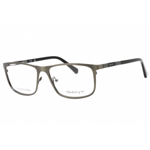 Gant Men's Eyeglasses - Shiny Gunmetal Metal Full Rim Rectangular Frame | GA3280 008