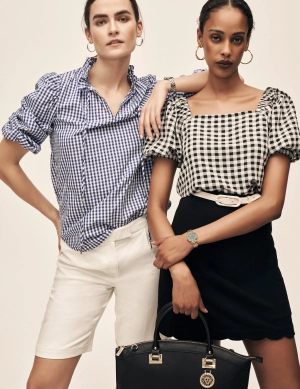 Gingham Puff Sleeve Blouse- Sale