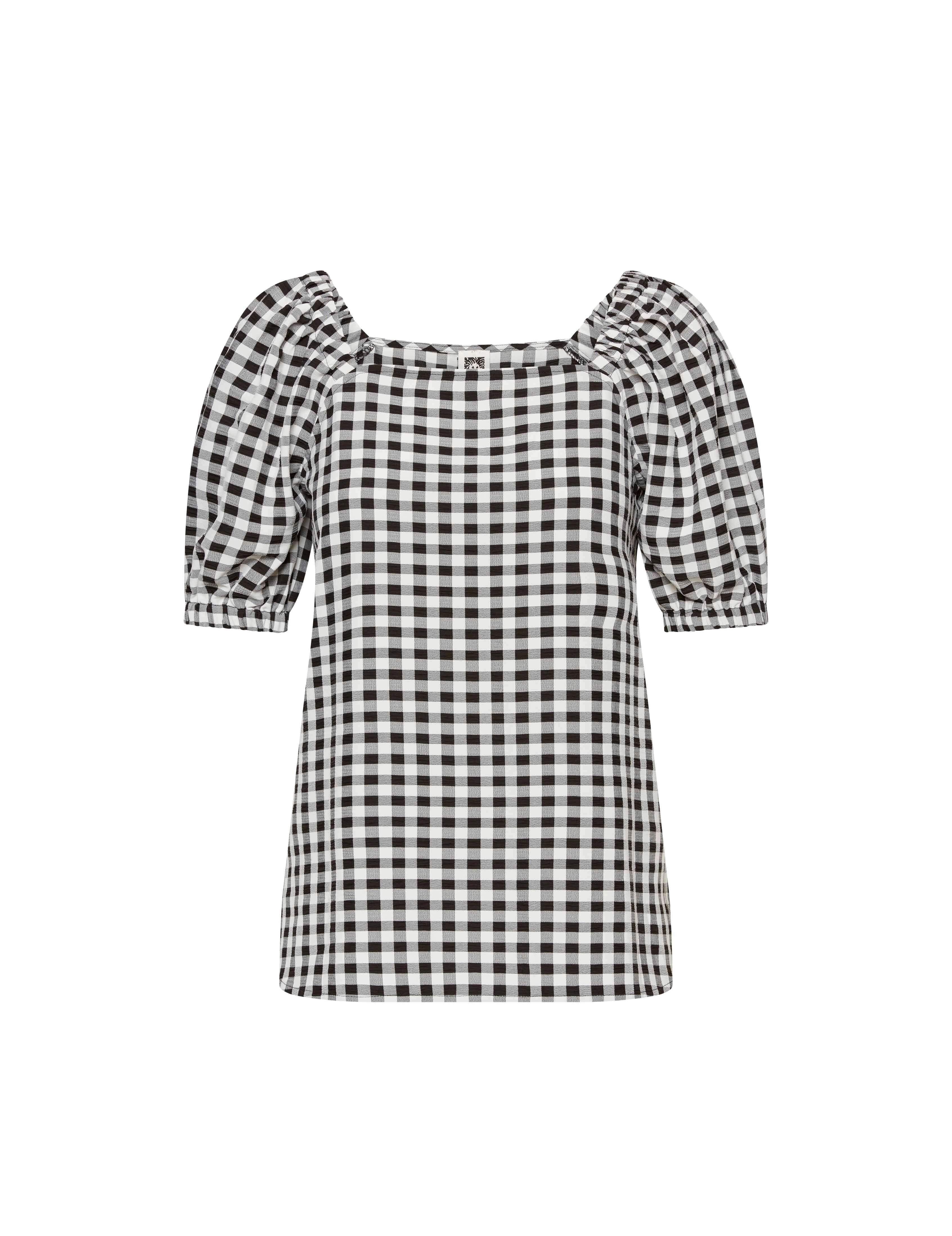 Gingham Puff Sleeve Blouse- Sale
