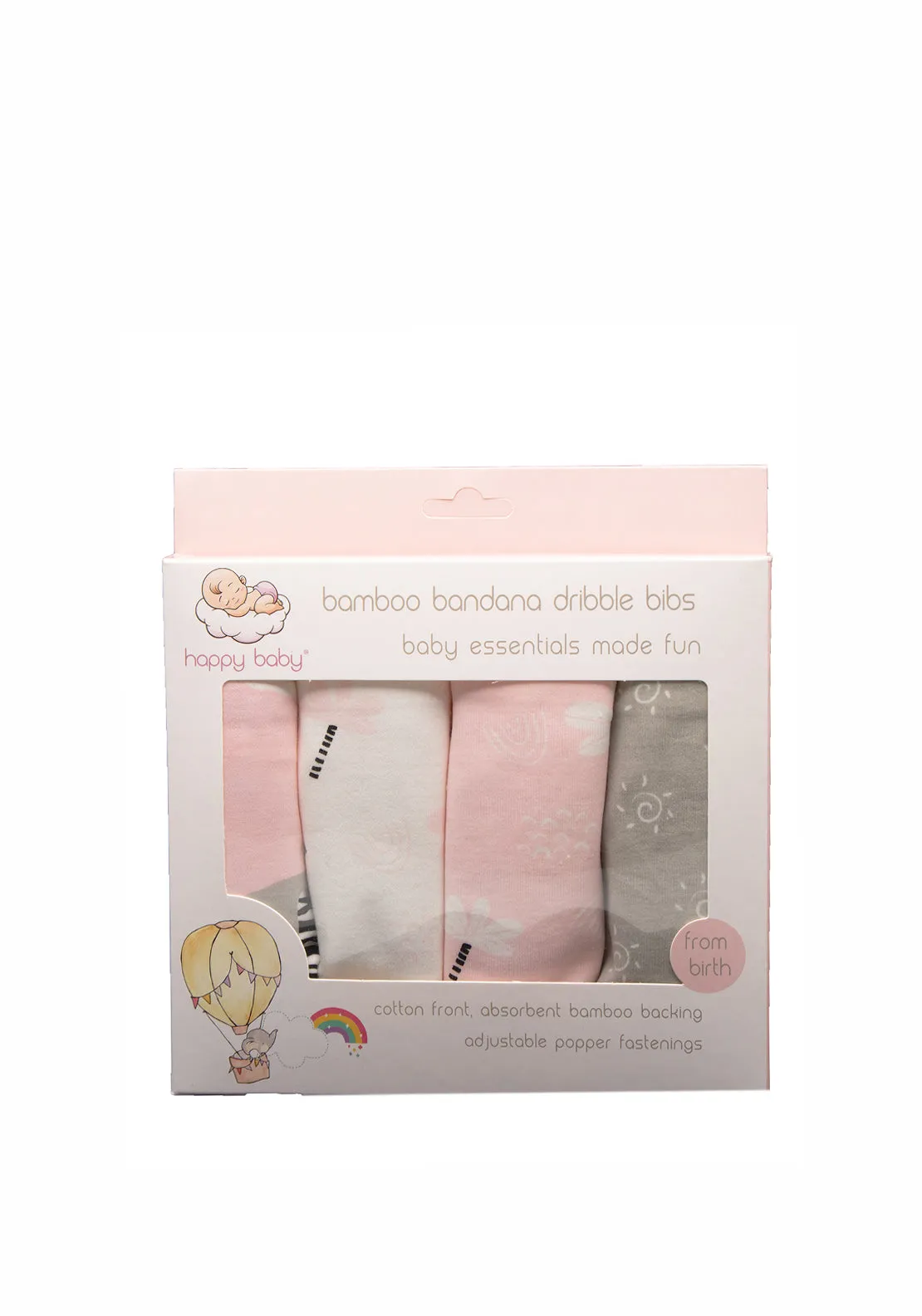 Happy Baby Pink Elephant Bamboo Bandana Dribble Bibs, Pink
