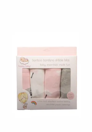Happy Baby Pink Elephant Bamboo Bandana Dribble Bibs, Pink