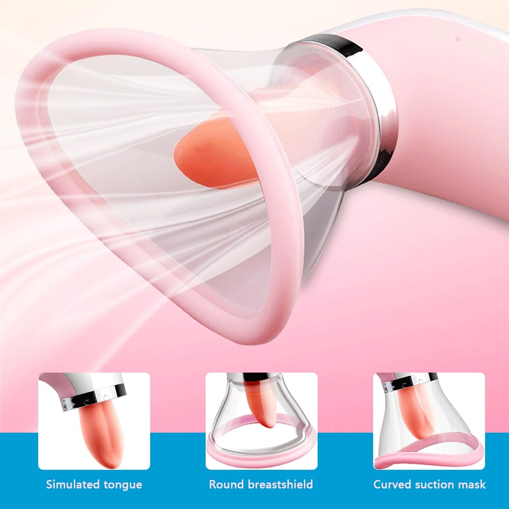 Heating Dildo Tongue Licking Vibrator Nipple Clitoris Sucker Stimulator Vibrating Vagina Toys
