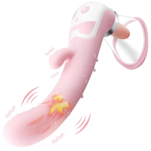 Heating Dildo Tongue Licking Vibrator Nipple Clitoris Sucker Stimulator Vibrating Vagina Toys
