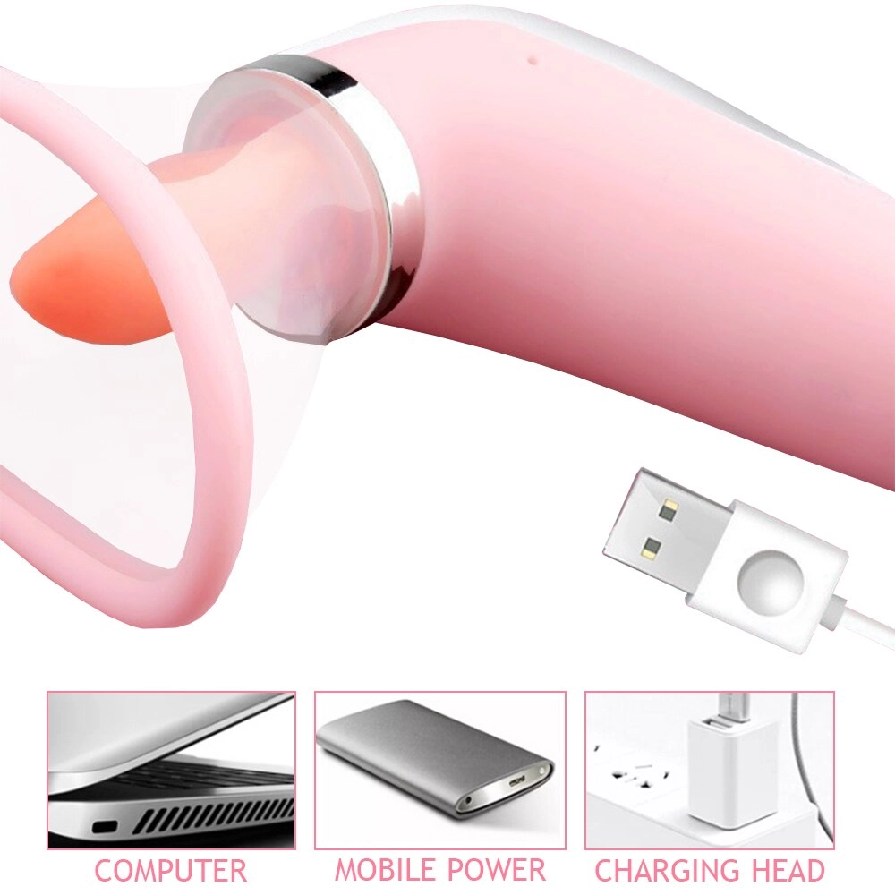 Heating Dildo Tongue Licking Vibrator Nipple Clitoris Sucker Stimulator Vibrating Vagina Toys