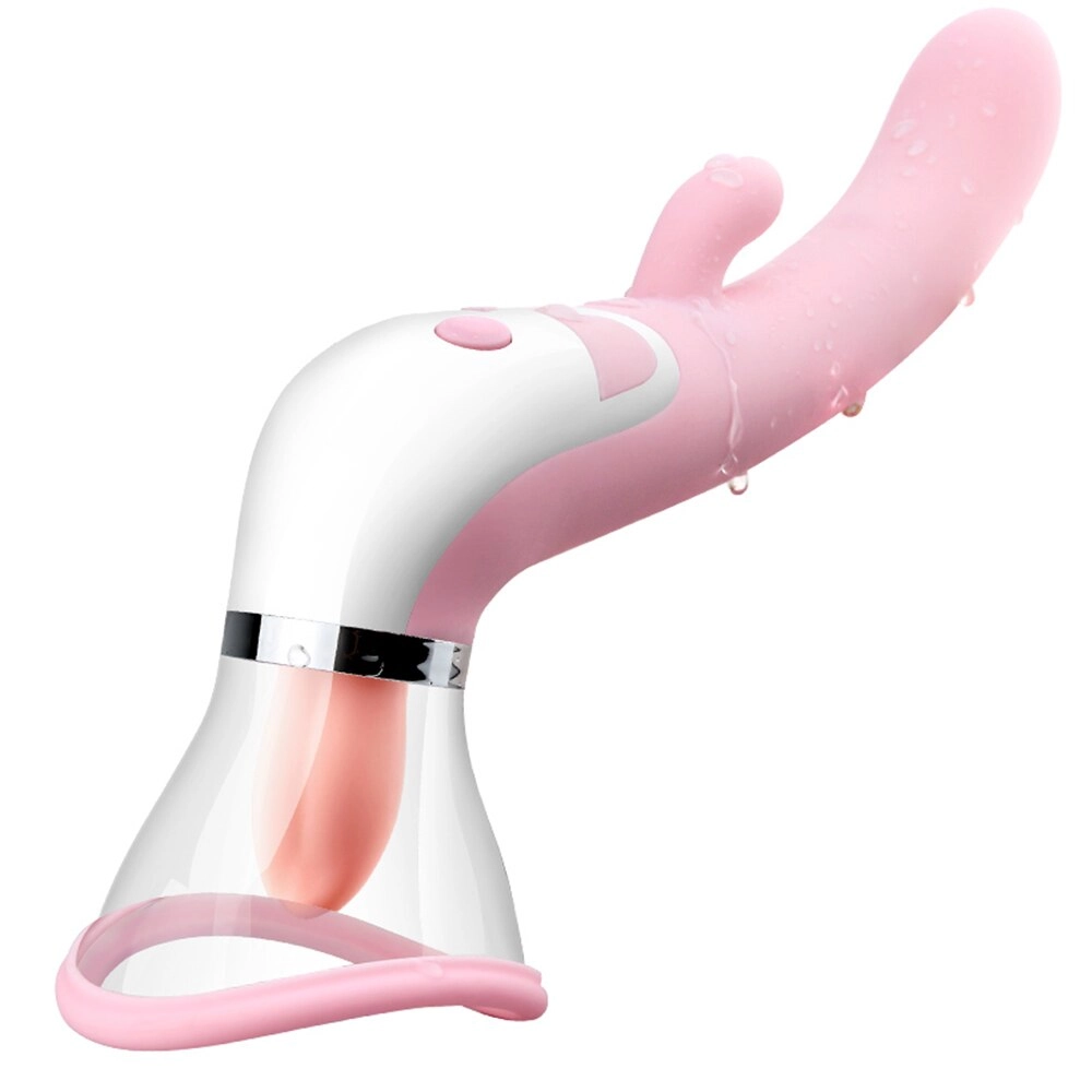Heating Dildo Tongue Licking Vibrator Nipple Clitoris Sucker Stimulator Vibrating Vagina Toys