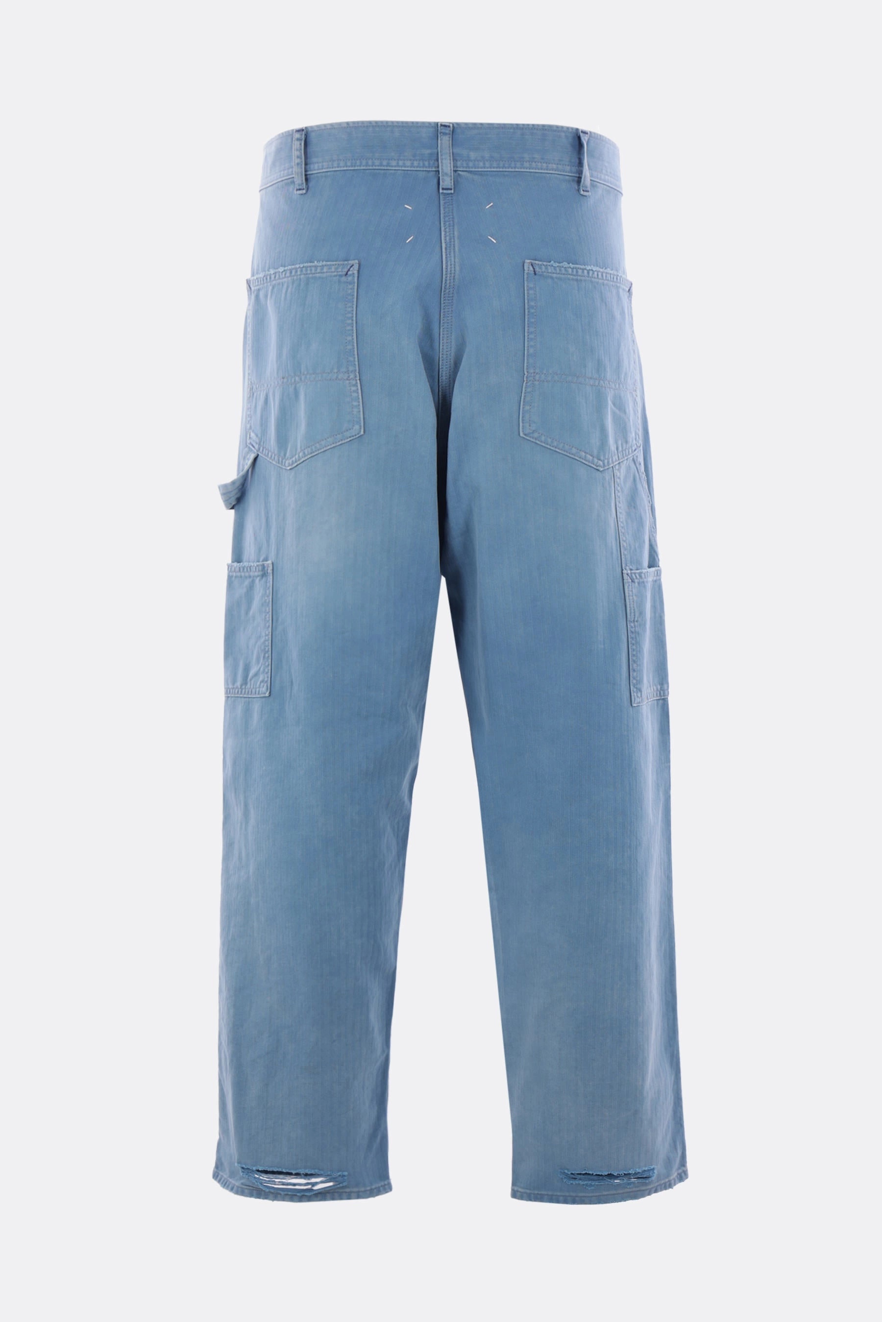 herringbone denim cargo jeans