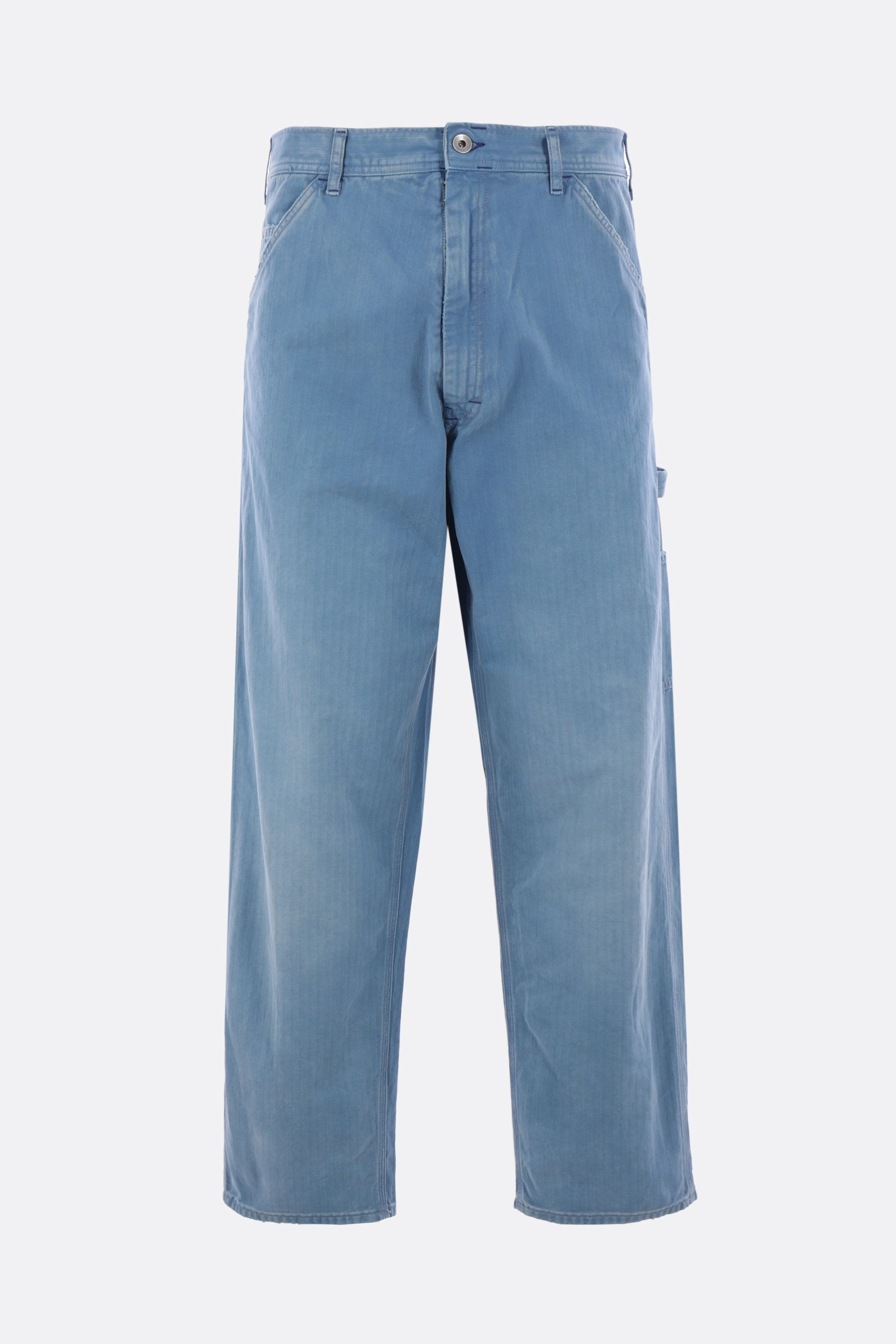 herringbone denim cargo jeans