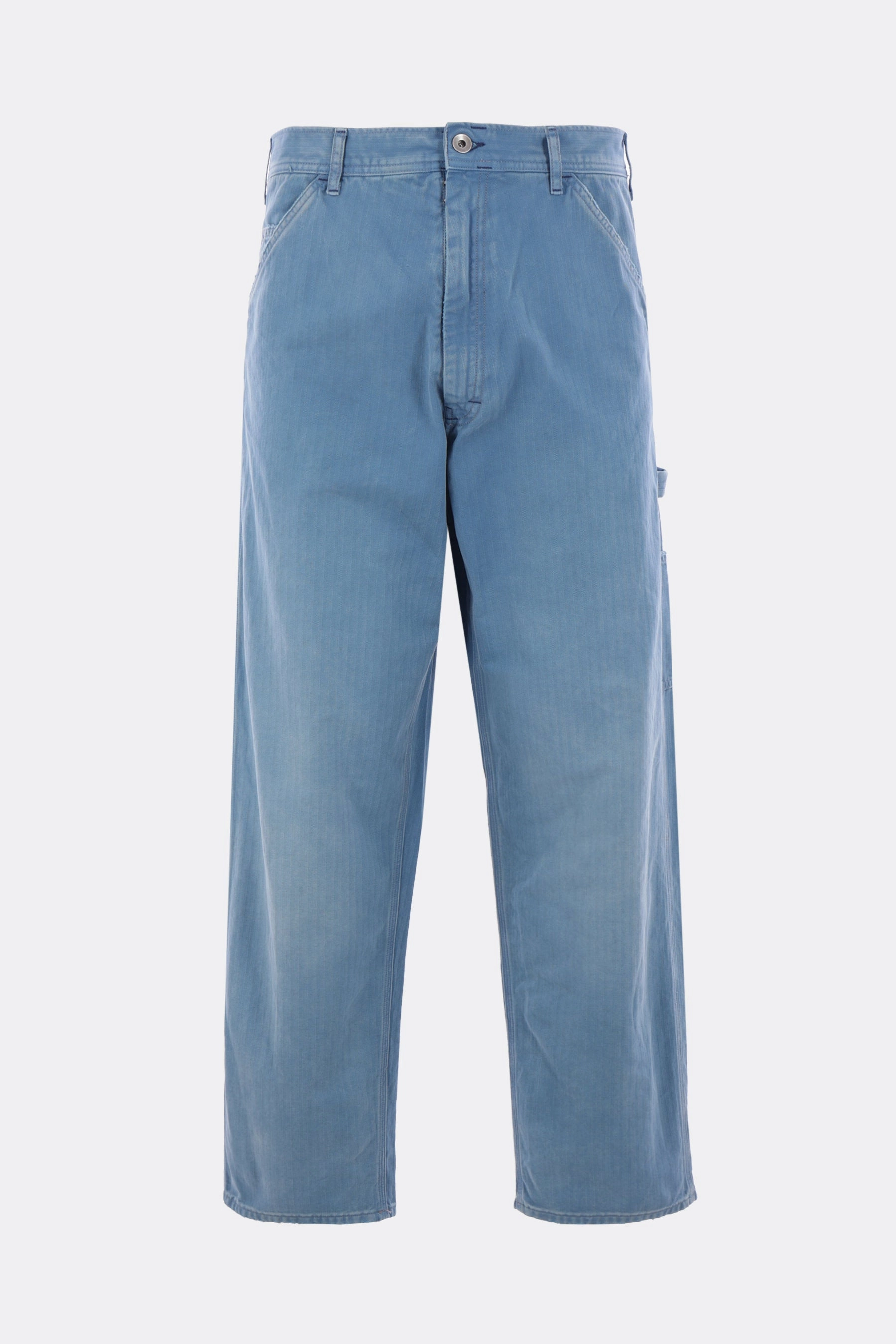 herringbone denim cargo jeans