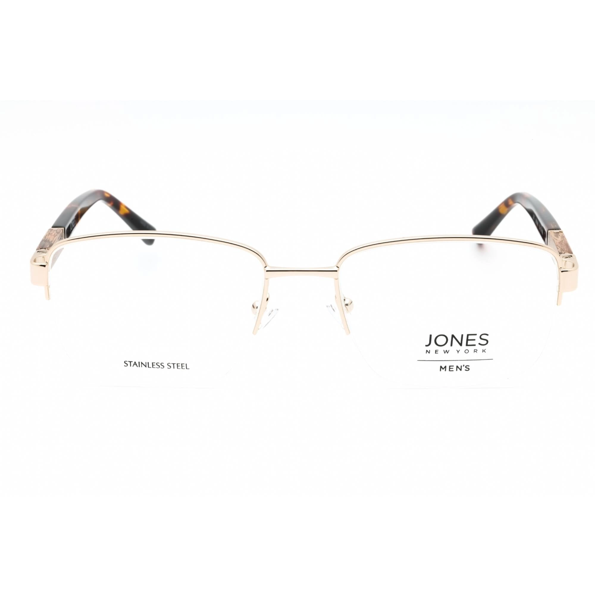 Jones New York Men's Eyeglasses - Brown Metal Rectangular Half Rim Frame | J367 0BRO