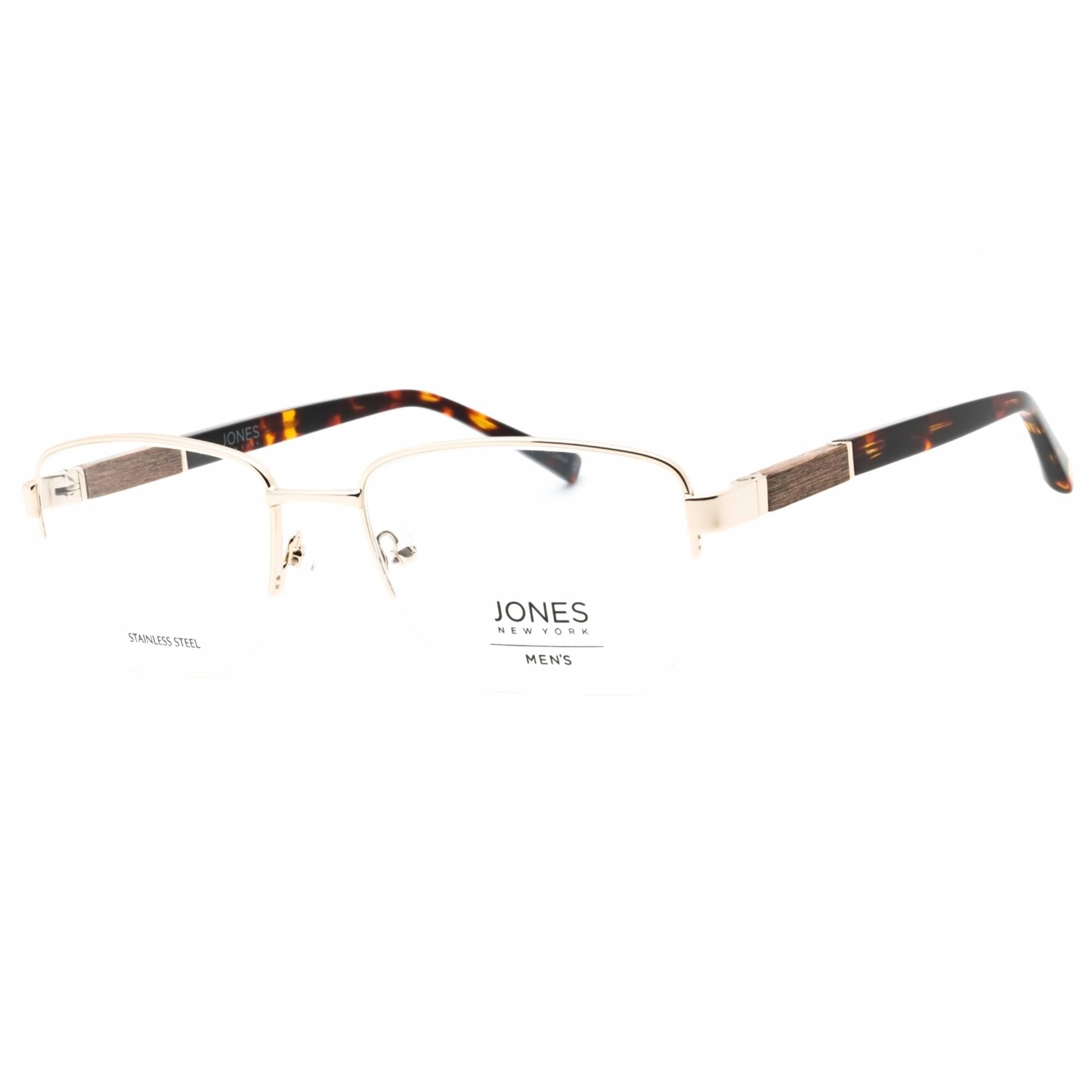 Jones New York Men's Eyeglasses - Brown Metal Rectangular Half Rim Frame | J367 0BRO