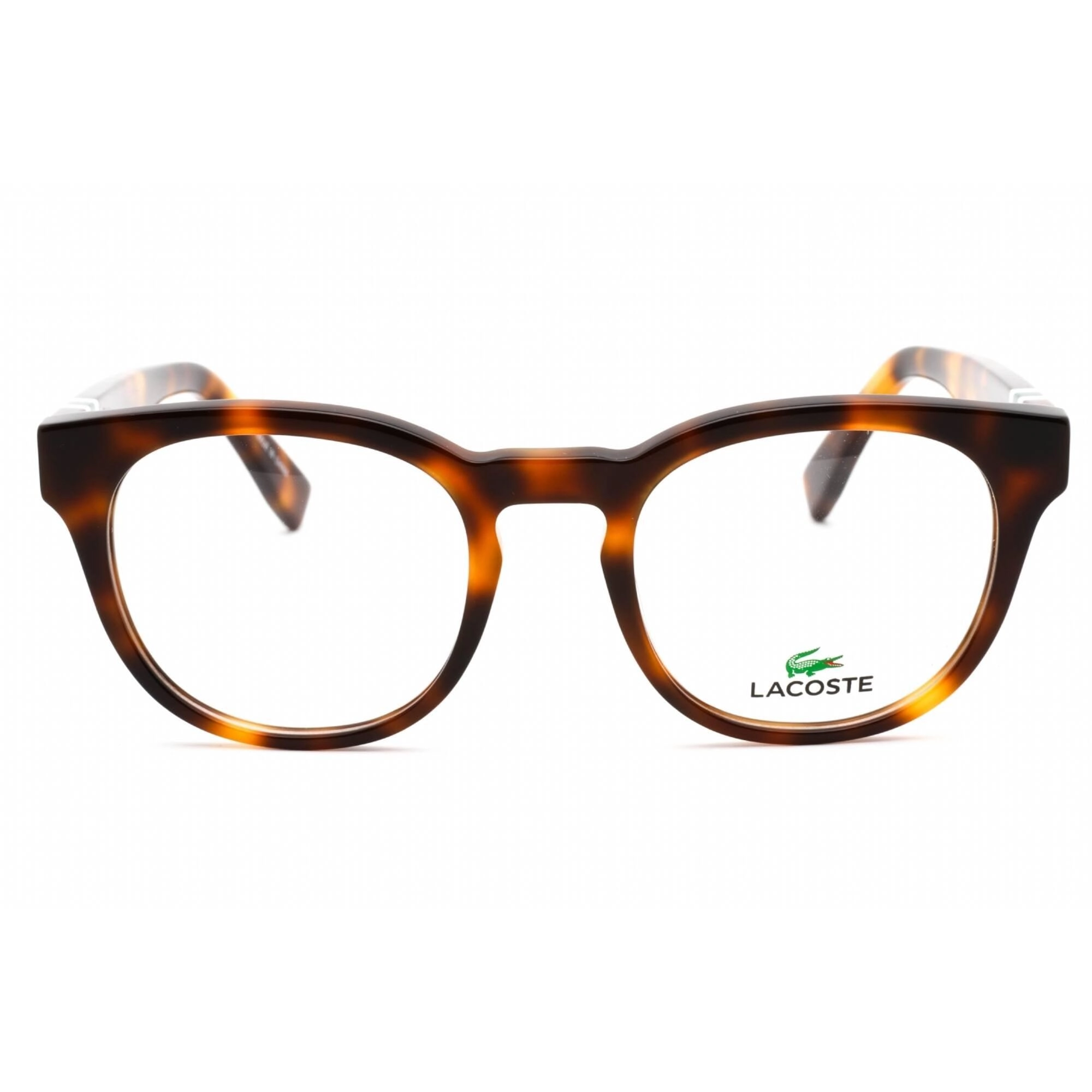 Lacoste Men's Eyeglasses - Full Rim Clear Lens Havana Plastic Round Frame | L2904 240