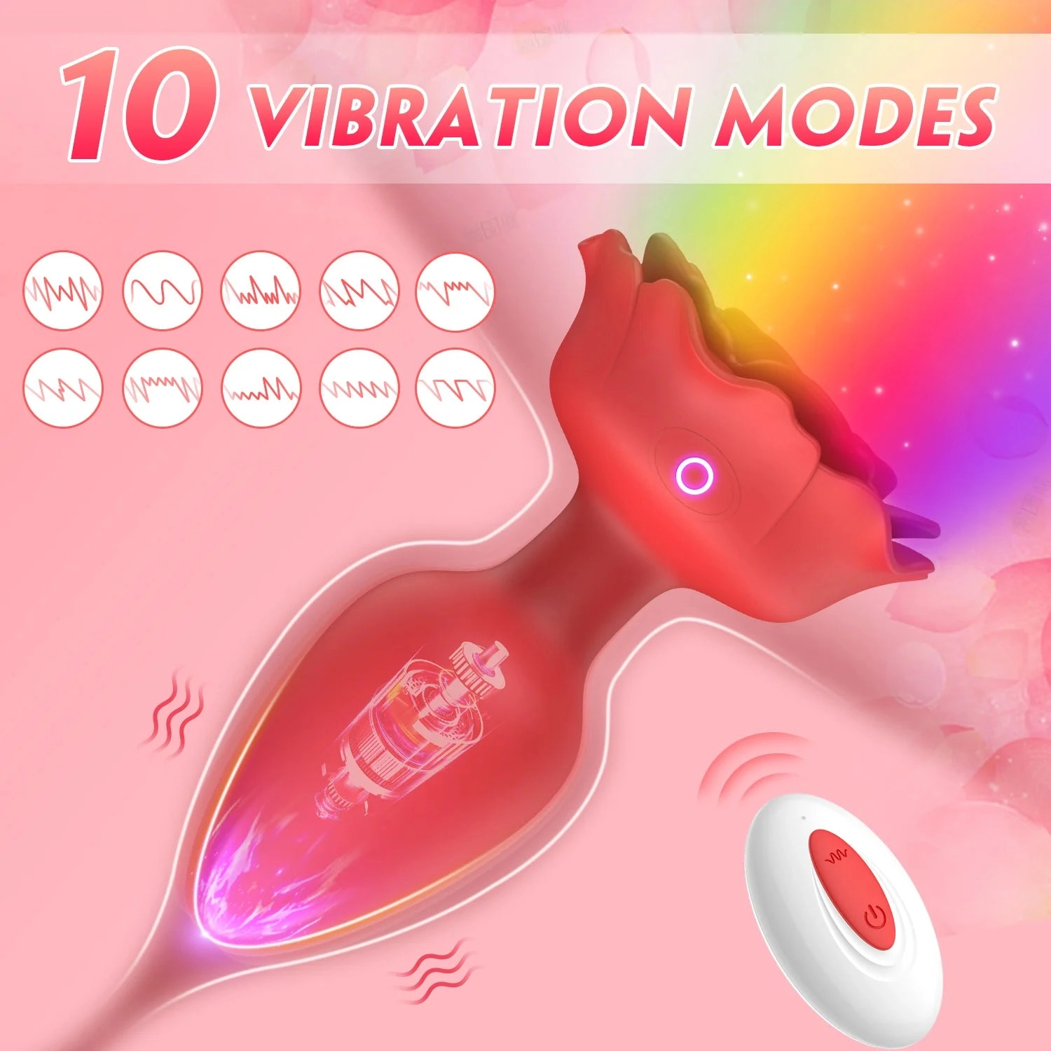 Light Up Butt Plug Remote Control 10 Vibration Modes LED