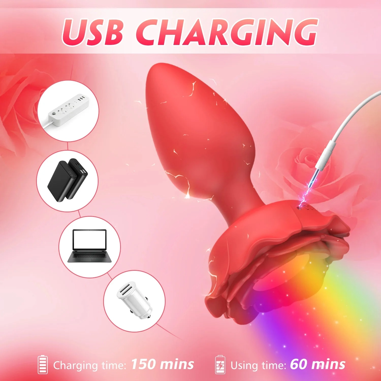 Light Up Butt Plug Remote Control 10 Vibration Modes LED