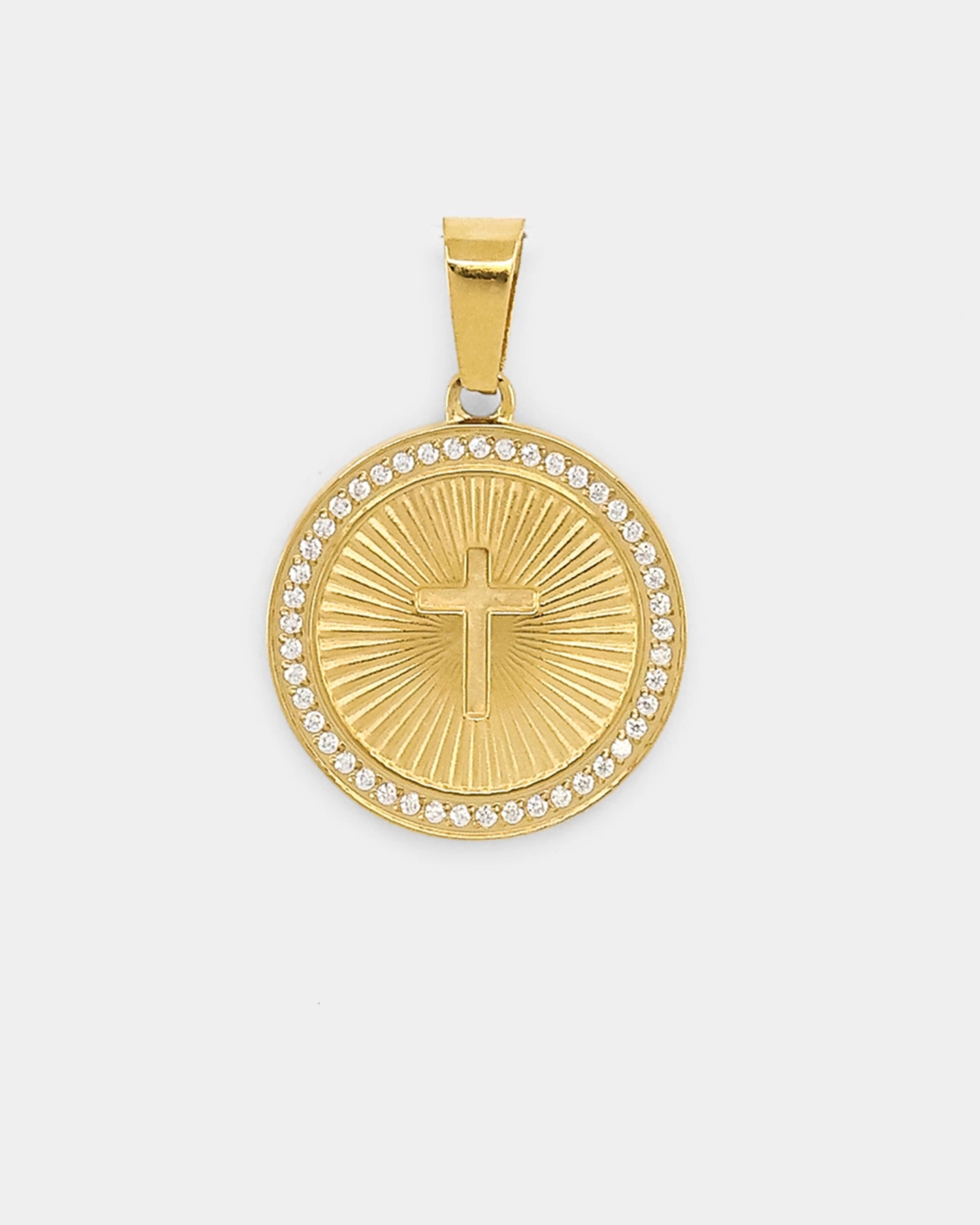NXS Circular Cross Pendant Iced Gold