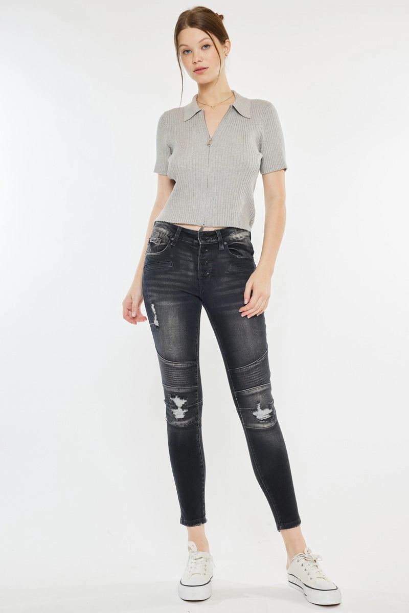 Peyton Mid Rise Moto Super Skinny Jeans