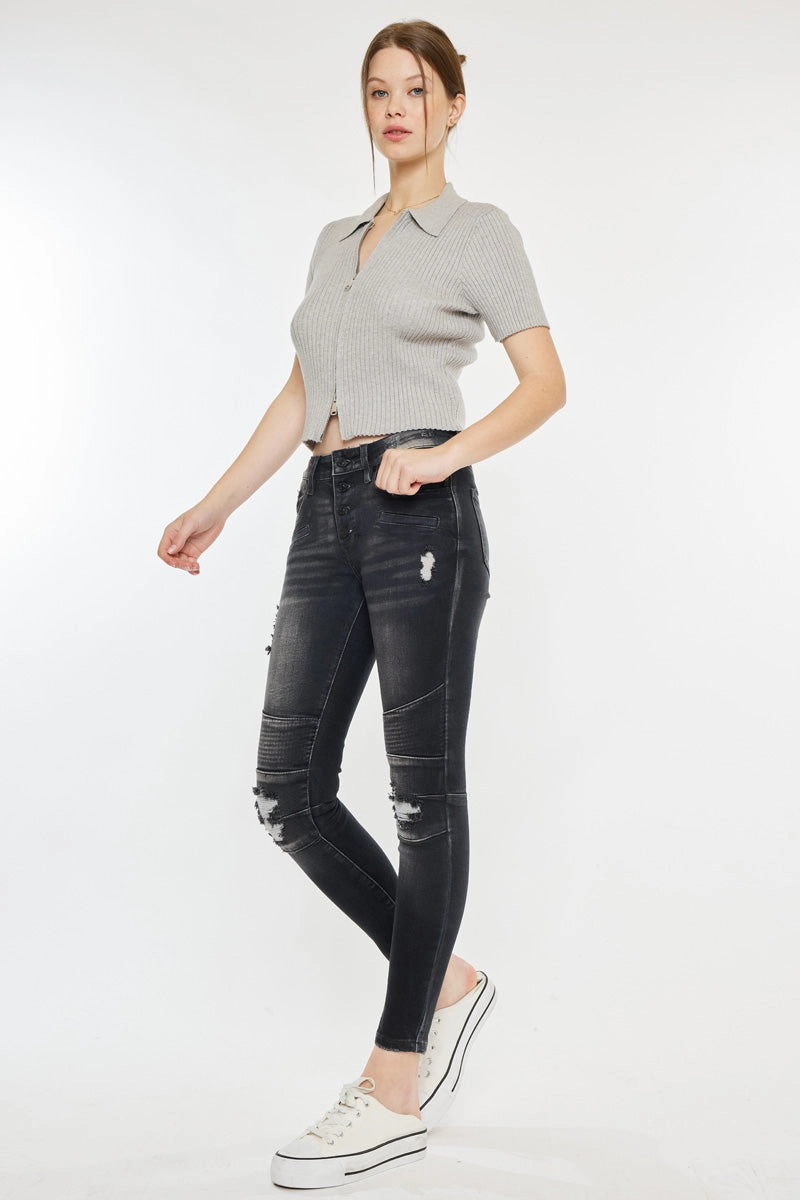 Peyton Mid Rise Moto Super Skinny Jeans