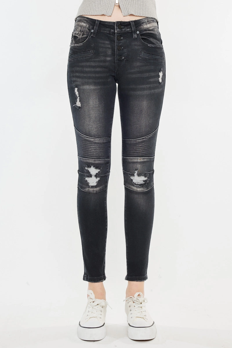 Peyton Mid Rise Moto Super Skinny Jeans