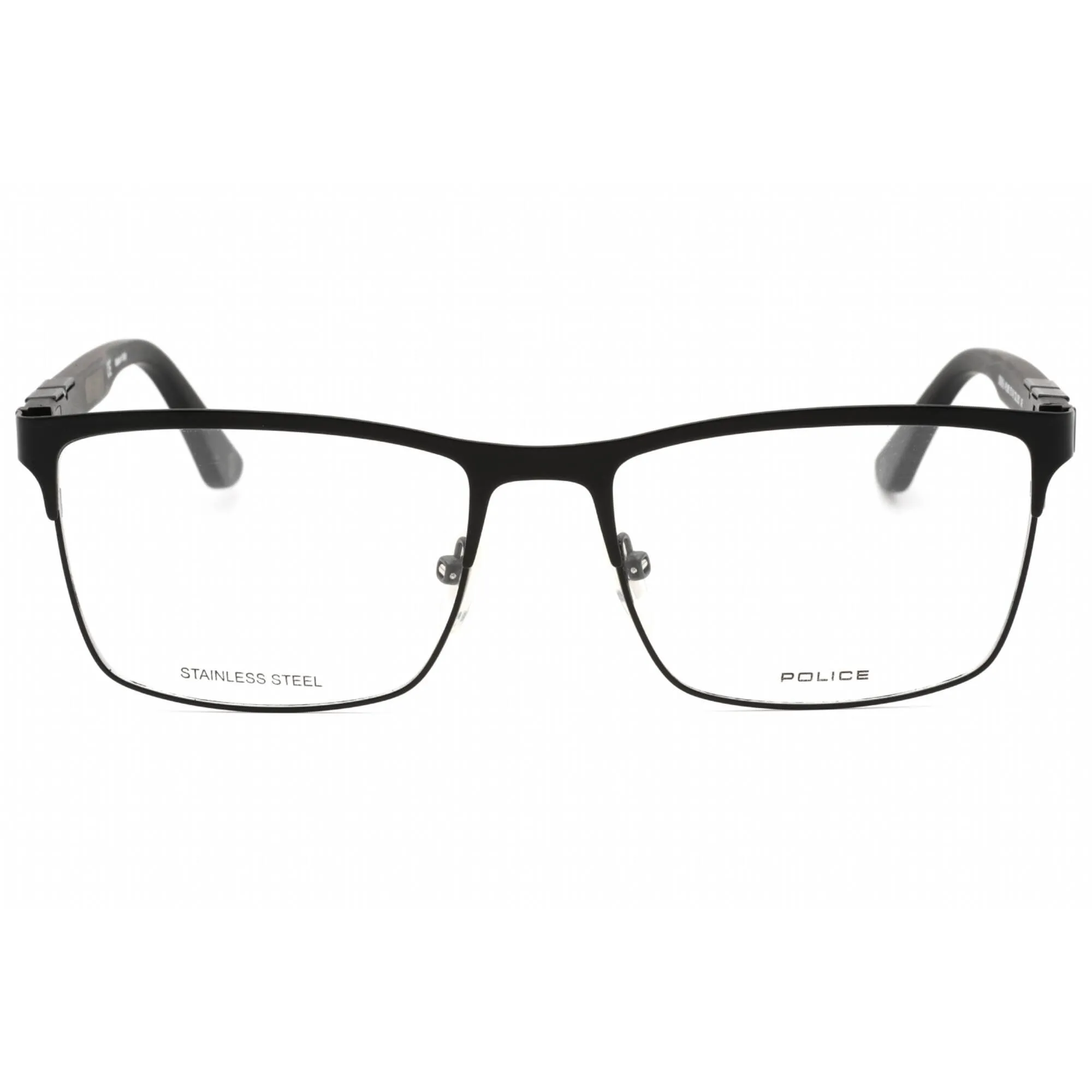 Police Men's Eyeglasses - Semi Matte Black Metal Rectangular Shape Frame | VPL885 0531