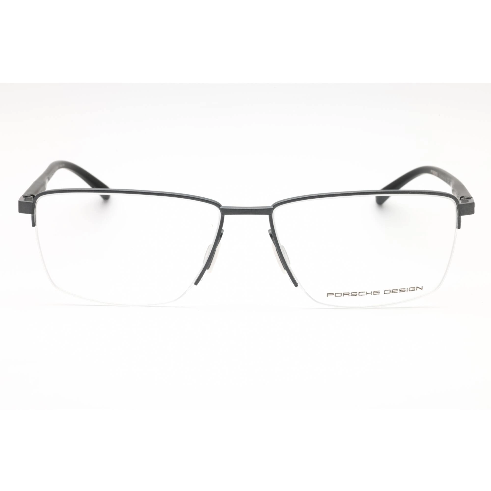 Porsche Men's Eyeglasses - Gunmetal Metal Rectangular Shape Half Rim Frame | P8399 D