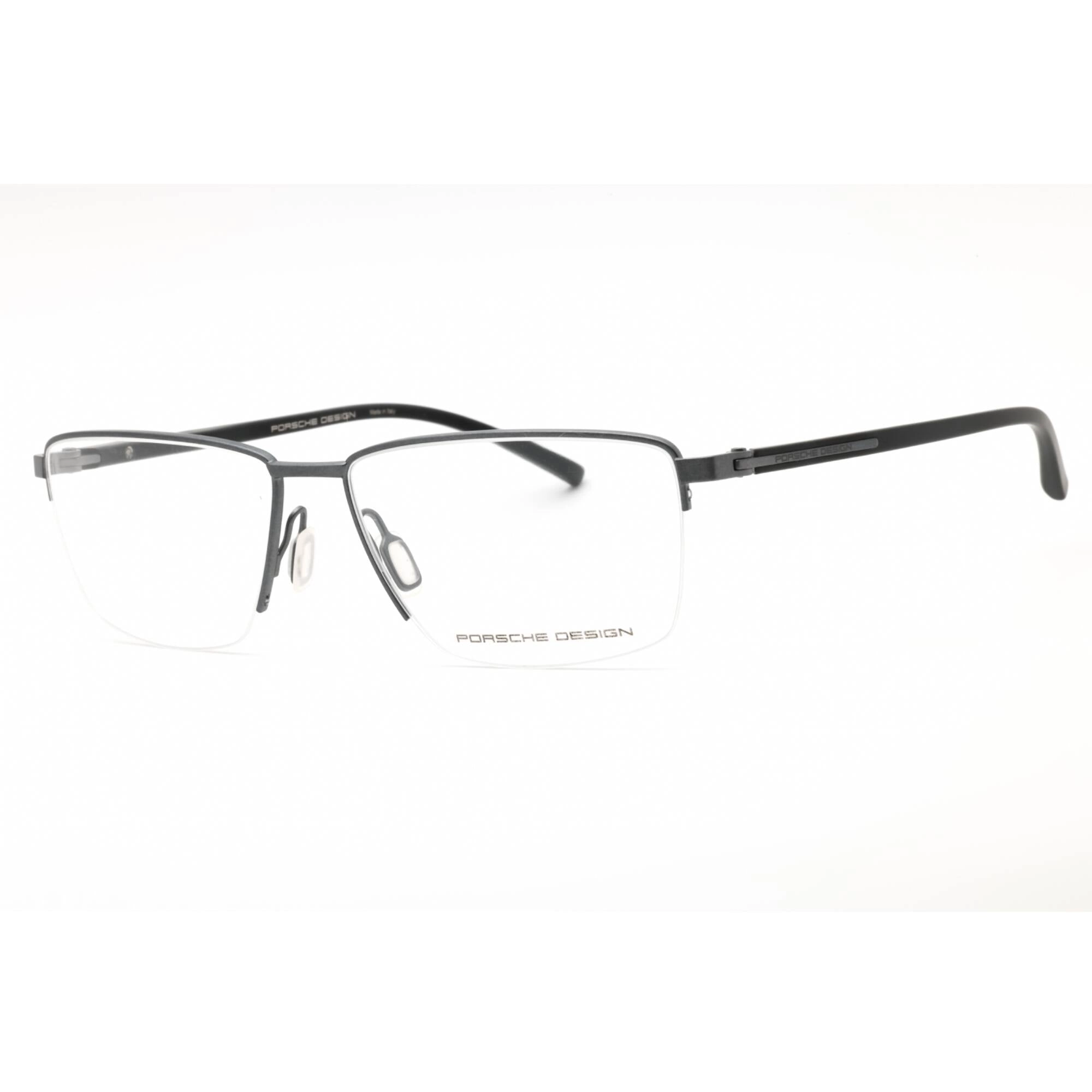 Porsche Men's Eyeglasses - Gunmetal Metal Rectangular Shape Half Rim Frame | P8399 D