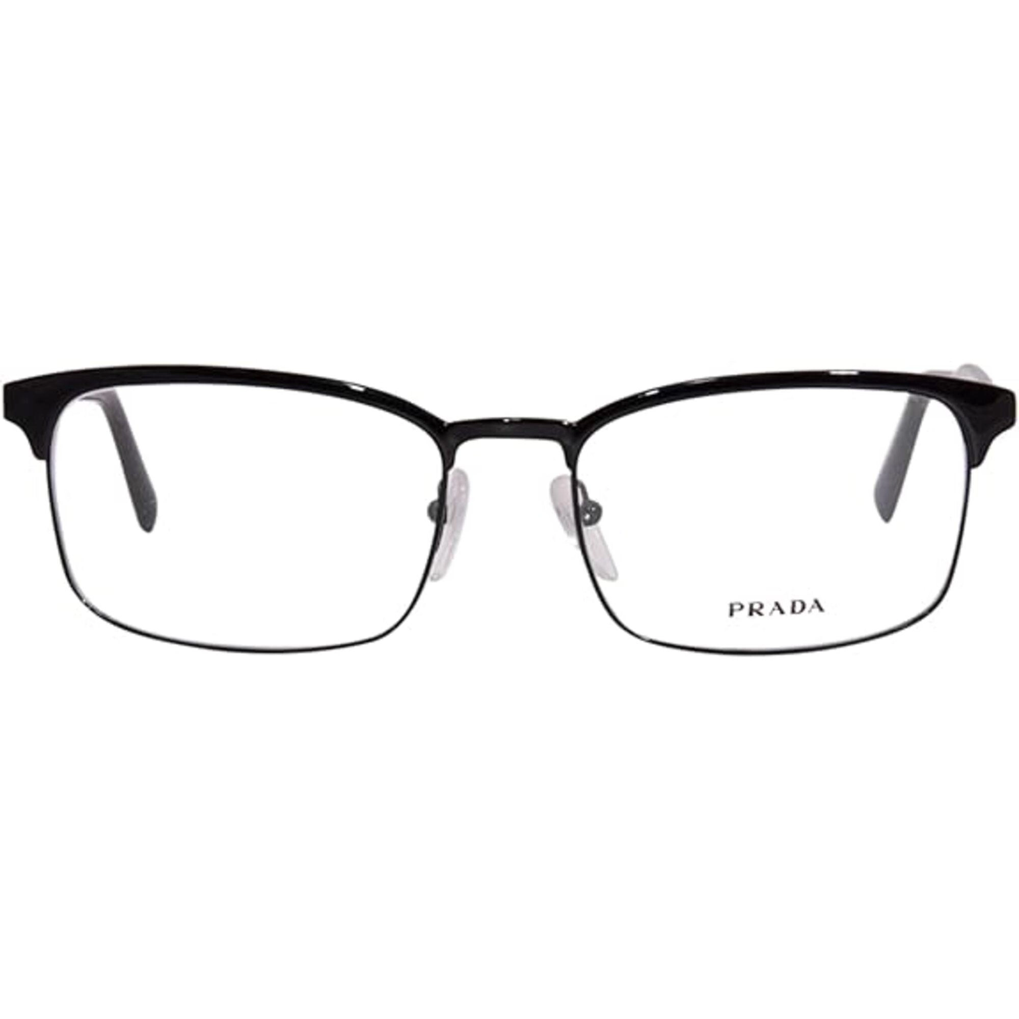 Prada Men's Eyeglasses - Black Metal Rectangular Frame | PRADA 0PR 54WV 1AB1O154