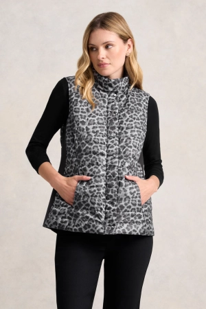 Reversible Puffer Vest - Black Leopard