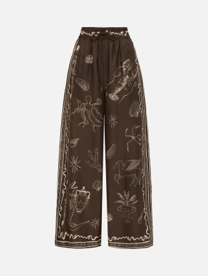 Sammy Silk Pant in Brown