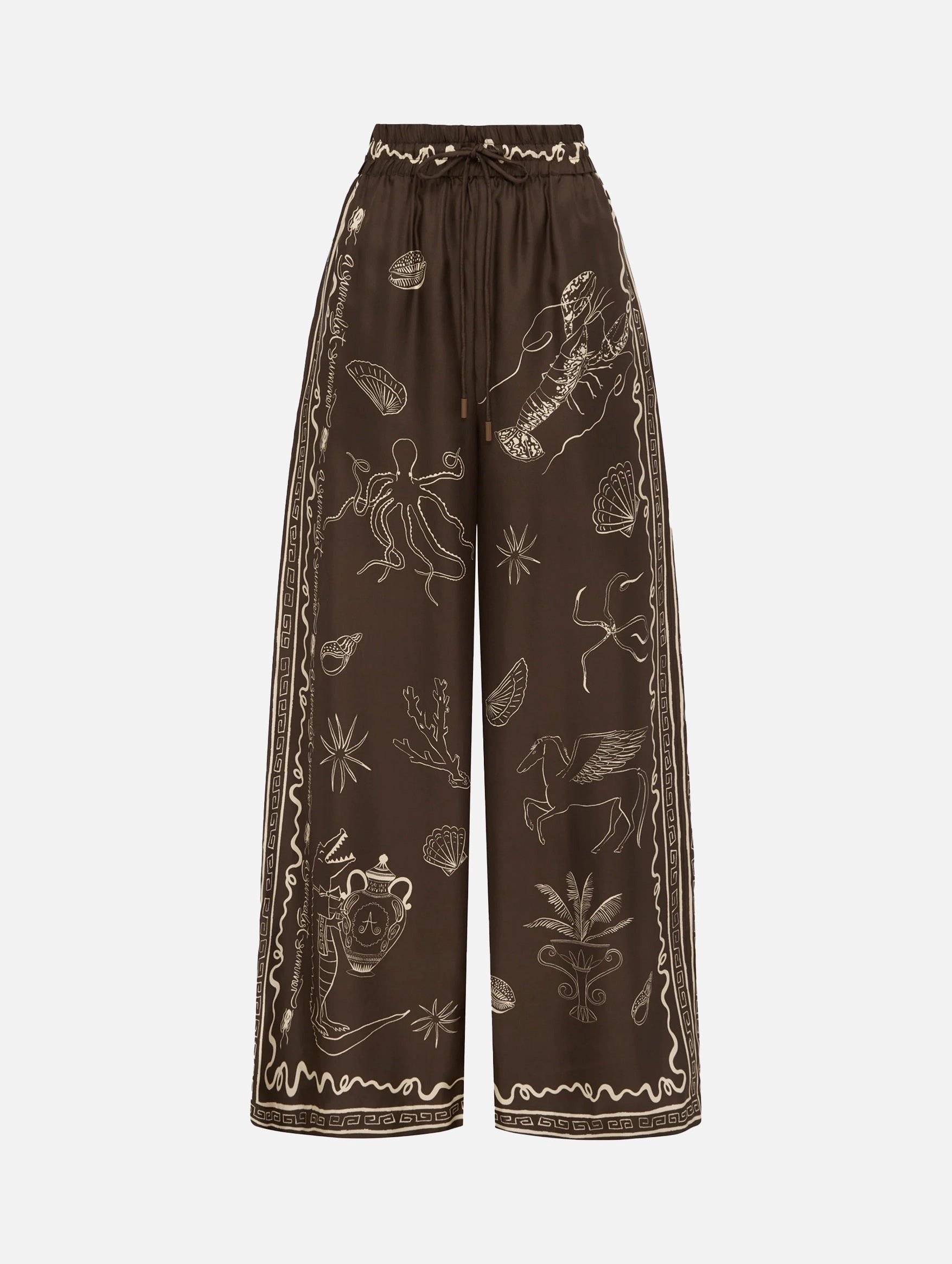 Sammy Silk Pant in Brown