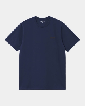 Script Embroidery T-Shirt | Ink / Air Yellow