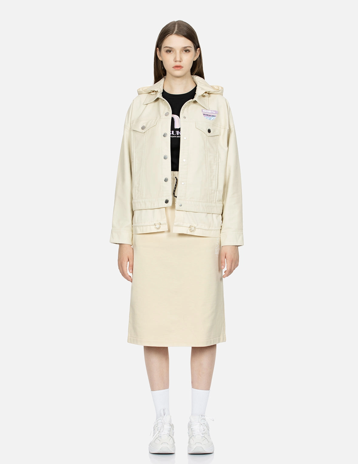 Shimmering Logo and Kamon Print Boxy Jacket