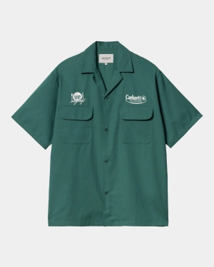 Short Sleeve Deli Shirt | Rainforest / White