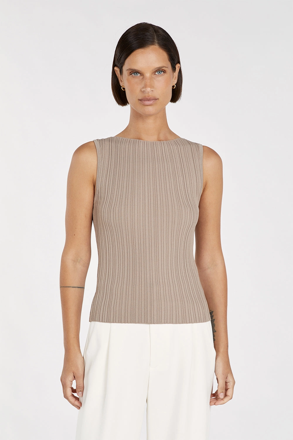 SIENNA TAUPE KNIT TANK