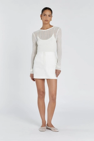 SLOAN WHITE LINEN BLEND MINI SKIRT