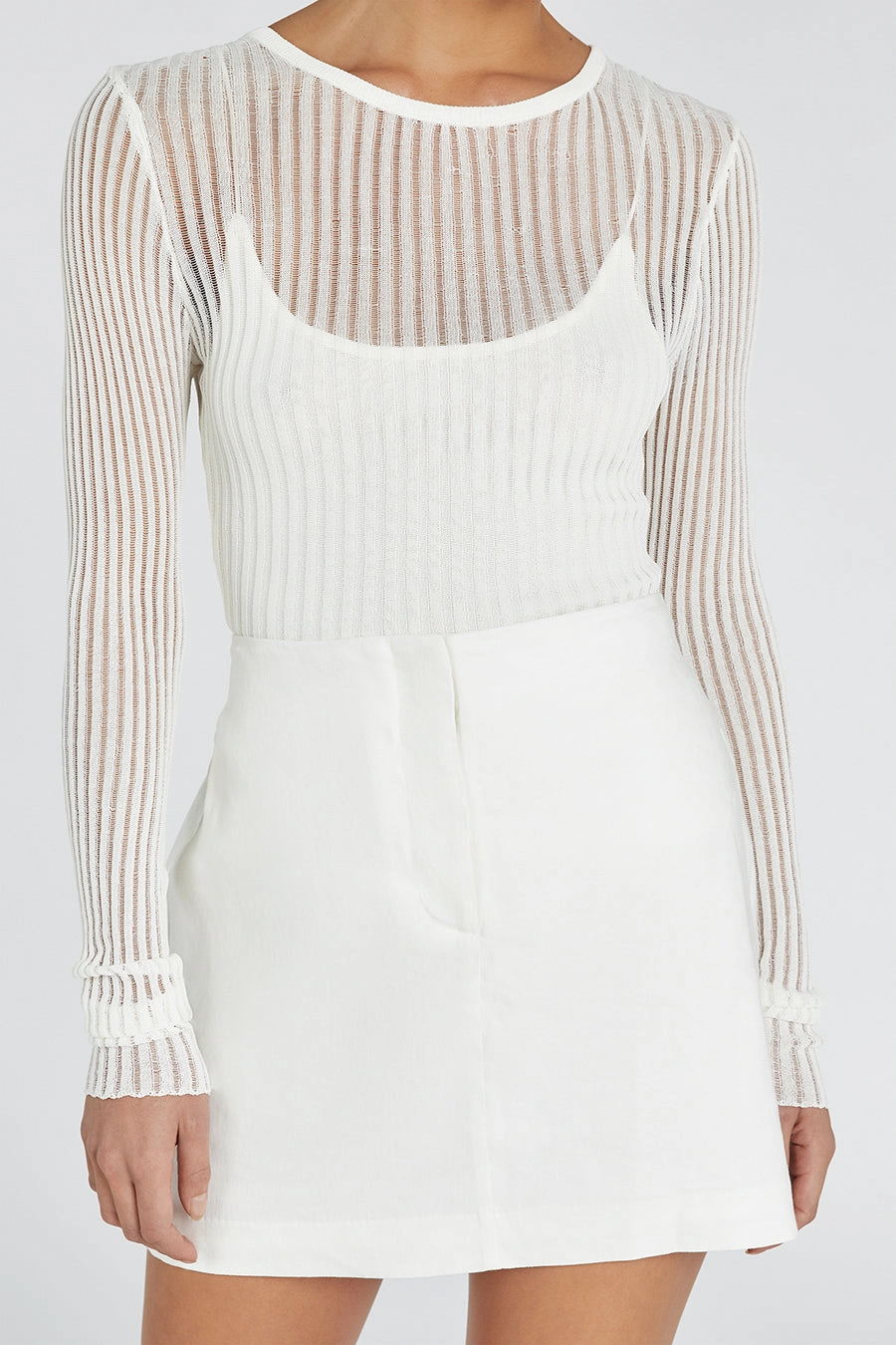 SLOAN WHITE LINEN BLEND MINI SKIRT