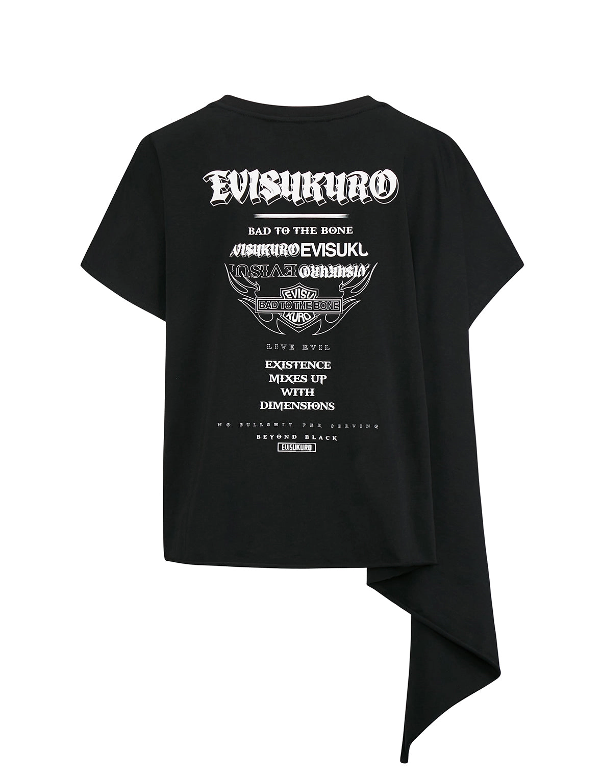 Slogan Print Asymmetric Sleeve T-shirt